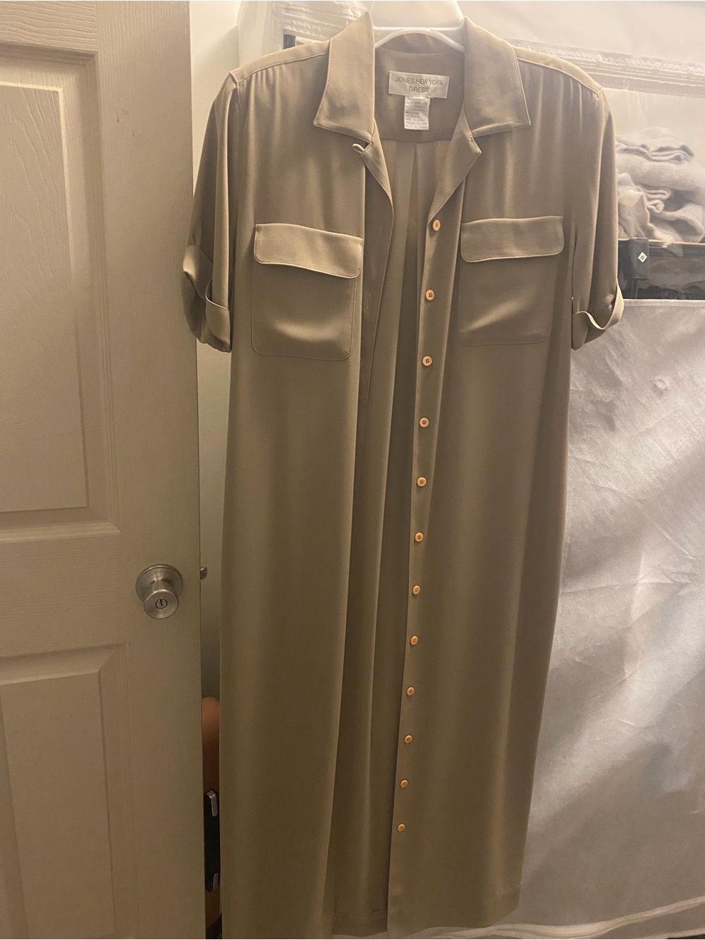 Jones New York Tan Shirt Midi Dress